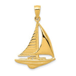 Lade das Bild in den Galerie-Viewer, 14k Yellow Gold Sailboat Sailing Nautical Pendant Charm
