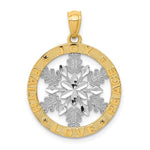 Kép betöltése a galériamegjelenítőbe: 14k Yellow Gold Rhodium Joy Peace Love Faith Snowflake Pendant
