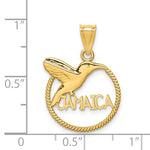 Load image into Gallery viewer, 14k Yellow Gold Jamaica Hummingbird Circle Round Travel Pendant Charm
