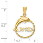 Load image into Gallery viewer, 14k Yellow Gold Jamaica Dolphin Circle Round Travel Pendant Charm

