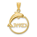 Load image into Gallery viewer, 14k Yellow Gold Jamaica Dolphin Circle Round Travel Pendant Charm
