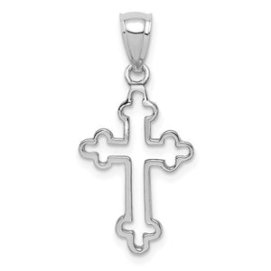 14k White Gold Polished Cut Out Cross Pendant Charm