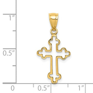 14k Yellow Gold Polished Cut Out Cross Pendant Charm