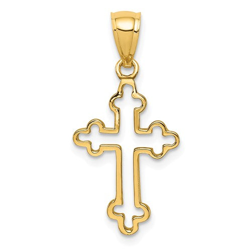 14k Yellow Gold Polished Cut Out Cross Pendant Charm