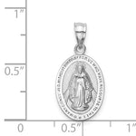 Kép betöltése a galériamegjelenítőbe: 14K White Gold Blessed Virgin Mary Miraculous Medal Oval Pendant Charm
