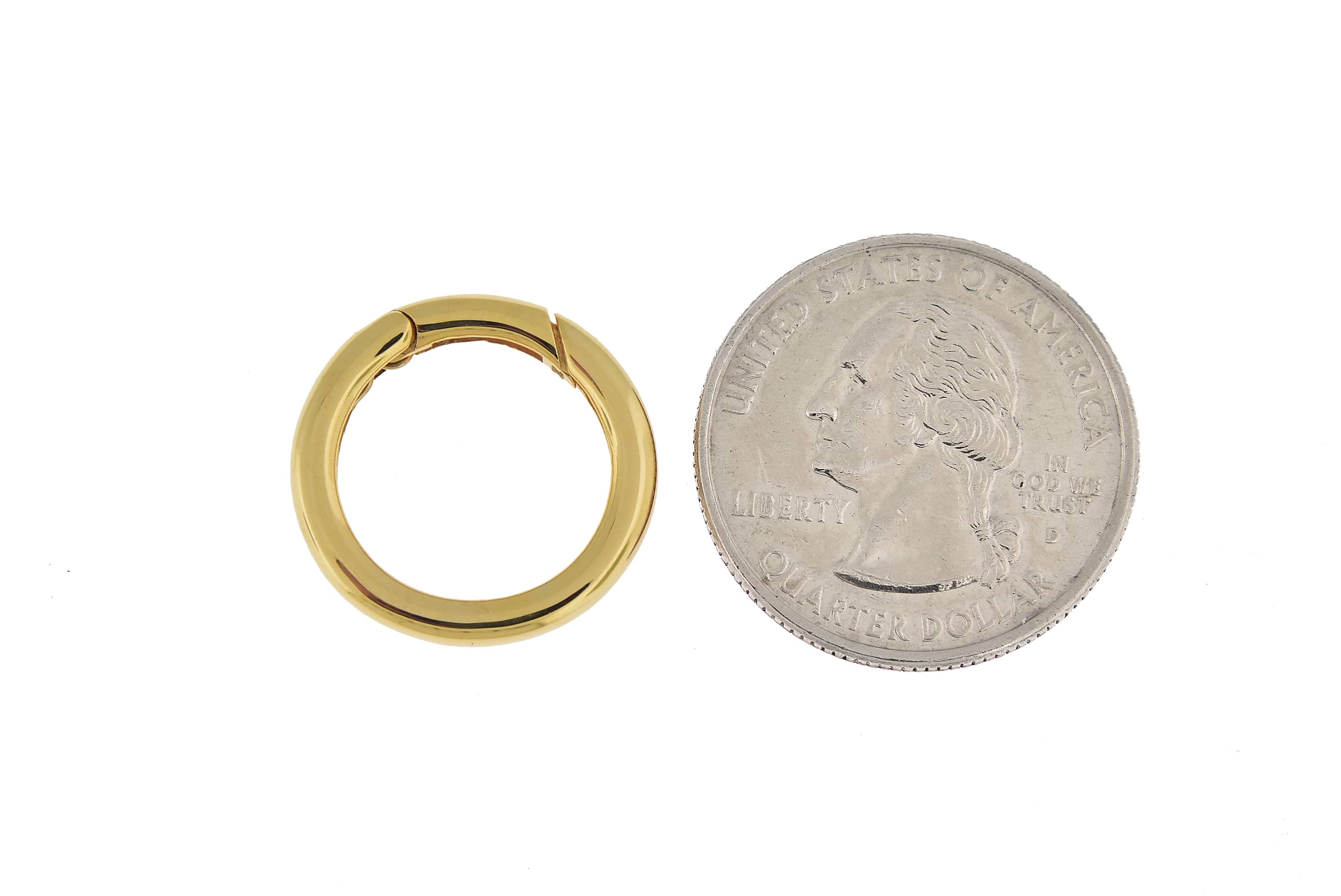 14K Yellow Gold 20mm Round Link Lock Hinged Push Clasp Bail Enhancer Connector Hanger for Pendants Charms Bracelets Anklets Necklaces