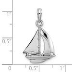 Cargar imagen en el visor de la galería, 14k White Gold Sailboat Sailing 3D Pendant Charm
