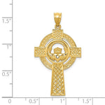 Load image into Gallery viewer, 14k Yellow Gold Celtic Claddagh Cross Pendant Charm - [cklinternational]
