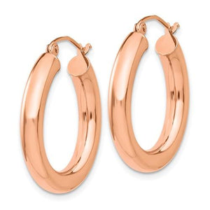 14K Rose Gold 25mm x 4mm Classic Round Hoop Earrings