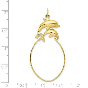 10K Yellow Gold Dolphins Charm Holder Pendant