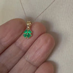 Load and play video in Gallery viewer, 14k Yellow Gold Green Enamel Good Luck Four Leaf Clover Pendant Charm
