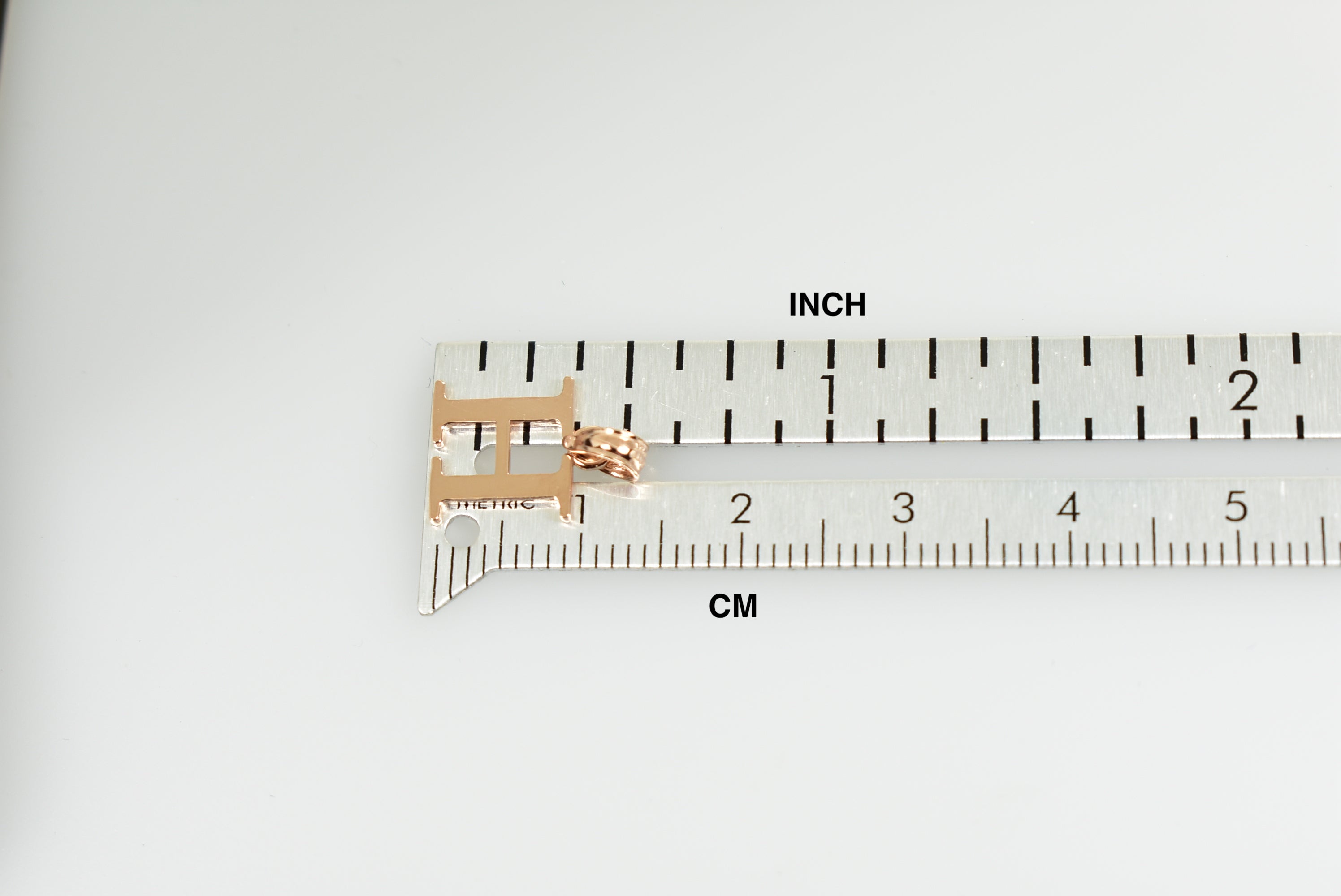 14K Rose Gold Uppercase Initial Letter H Block Alphabet Pendant Charm