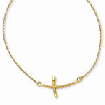 Lataa kuva Galleria-katseluun, 14k Yellow Gold Sideways Twisted Cross Necklace 19 Inches
