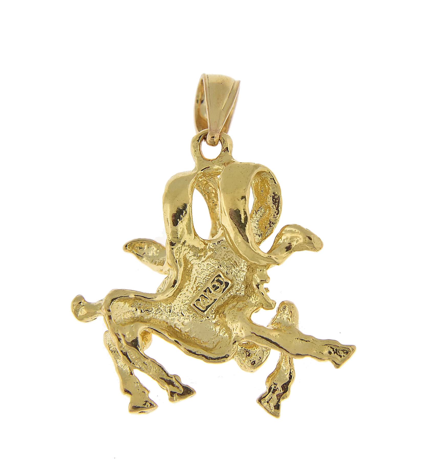 14k Yellow Gold Aries Zodiac Horoscope Large Pendant Charm