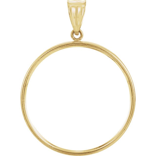 14k yellow gold holds 29mm x 2mm coins or mexican 1/2 oz ounce coin holder tab back frame pendant