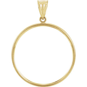 14K Yellow Gold Holds 29mm x 2mm Coins or Mexican 1/2 oz ounce Coin Holder Tab Back Frame Pendant