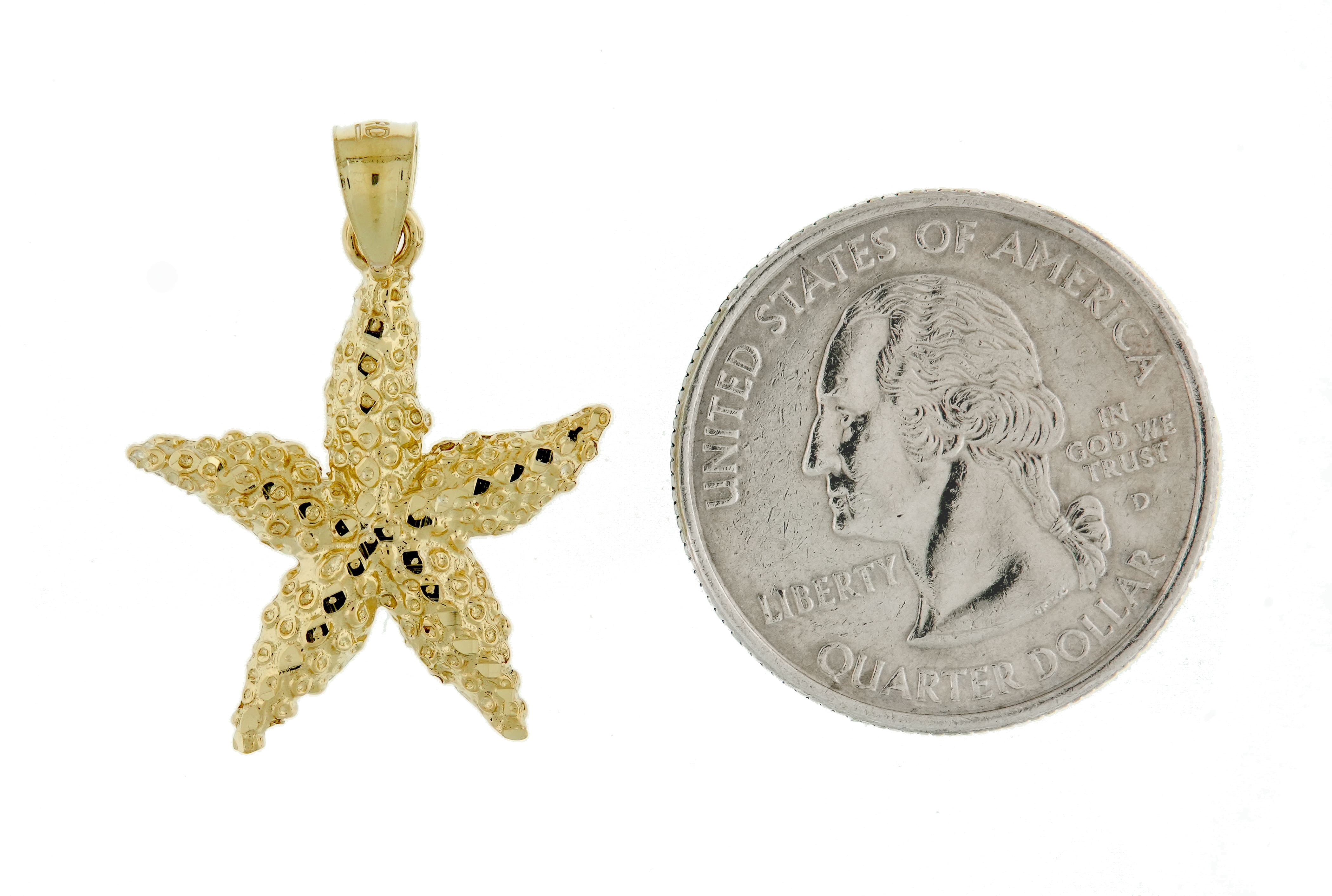 14k Yellow Gold Starfish Open Back Pendant Charm