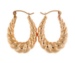 Load image into Gallery viewer, 14K Rose Gold Shrimp Scalloped Twisted Hoop Earrings
