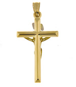 Ladda upp bild till gallerivisning, 14k Gold Two Tone INRI Crucifix Cross Pendant Charm

