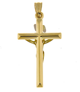 14k Gold Two Tone INRI Crucifix Cross Pendant Charm