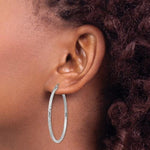 Indlæs billede til gallerivisning Sterling Silver Diamond Cut Classic Round Hoop Earrings 40mm x 2mm
