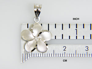 14k White Gold Plumeria Flower Small Pendant Charm