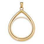 Charger l&#39;image dans la galerie, 14K Yellow Gold 1 oz One Ounce American Eagle Teardrop Coin Holder Prong Bezel Pendant Charm for 32.6mm x 2.8mm Coins
