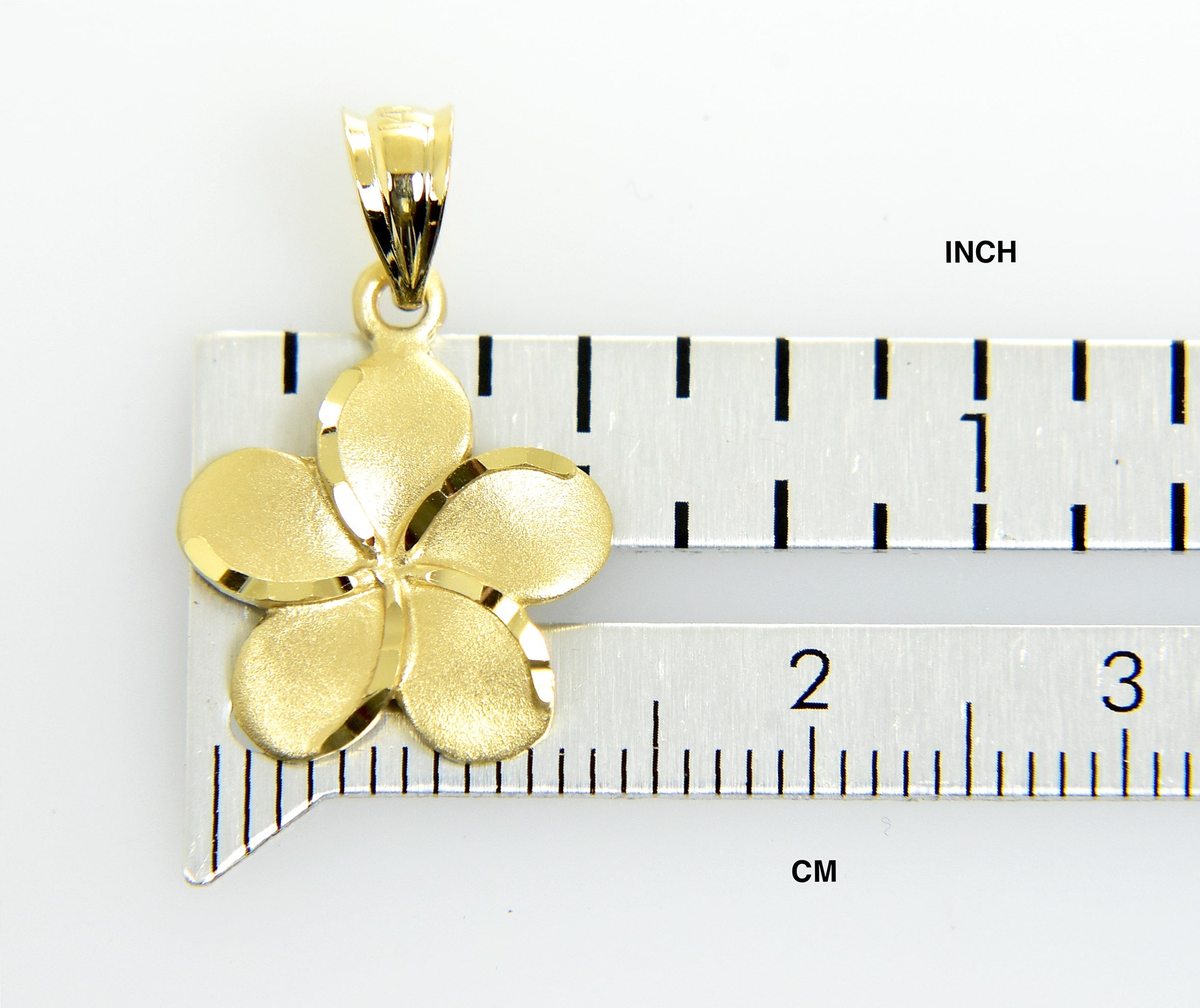 14k Yellow Gold Plumeria Flower Small Pendant Charm