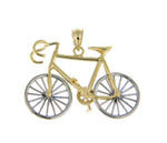Charger l&#39;image dans la galerie, 14k Gold Two Tone Large Bicycle Moveable 3D Pendant Charm - [cklinternational]
