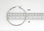Afbeelding in Gallery-weergave laden, 14K White Gold Diamond Cut Round Hoop Textured Earrings 45mm x 2mm
