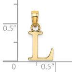Load image into Gallery viewer, 14K Yellow Gold Uppercase Initial Letter L Block Alphabet Pendant Charm
