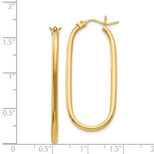 14k Yellow Gold Classic Large Oval Tube Hoop Earrings