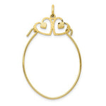 Afbeelding in Gallery-weergave laden, 10K Yellow Gold Double Heart Satin Finish Charm Holder Pendant

