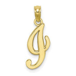 Load image into Gallery viewer, 10K Yellow Gold Script Initial Letter I Cursive Alphabet Pendant Charm
