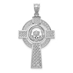 Load image into Gallery viewer, 14k White Gold Celtic Claddagh Cross Pendant Charm

