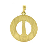 Load image into Gallery viewer, 14k Yellow Gold Cape Cod Lighthouse Round Circle Pendant Charm
