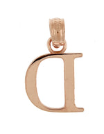 Load image into Gallery viewer, 14K Rose Gold Uppercase Initial Letter D Block Alphabet Pendant Charm

