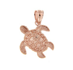 Carica l&#39;immagine nel visualizzatore di Gallery, 14k Rose Gold Turtle Open Back Pendant Charm
