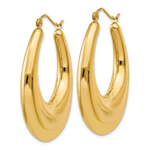 14K Yellow Gold Classic Fancy Shrimp Hoop Earrings