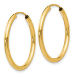 Charger l&#39;image dans la galerie, 14K Yellow Gold 22mm x 2mm Round Endless Hoop Earrings
