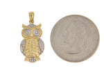 Cargar imagen en el visor de la galería, 14k Yellow Gold and Rhodium Owl Pendant Charm
