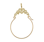Afbeelding in Gallery-weergave laden, 14K Yellow Gold Filigree Heart Charm Holder Hanger Connector Pendant
