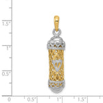 Afbeelding in Gallery-weergave laden, 14k Gold Two Tone Mezuzah 3D Pendant Charm
