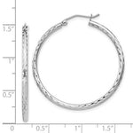 Indlæs billede til gallerivisning Sterling Silver Diamond Cut Classic Round Hoop Earrings 35mm x 2mm
