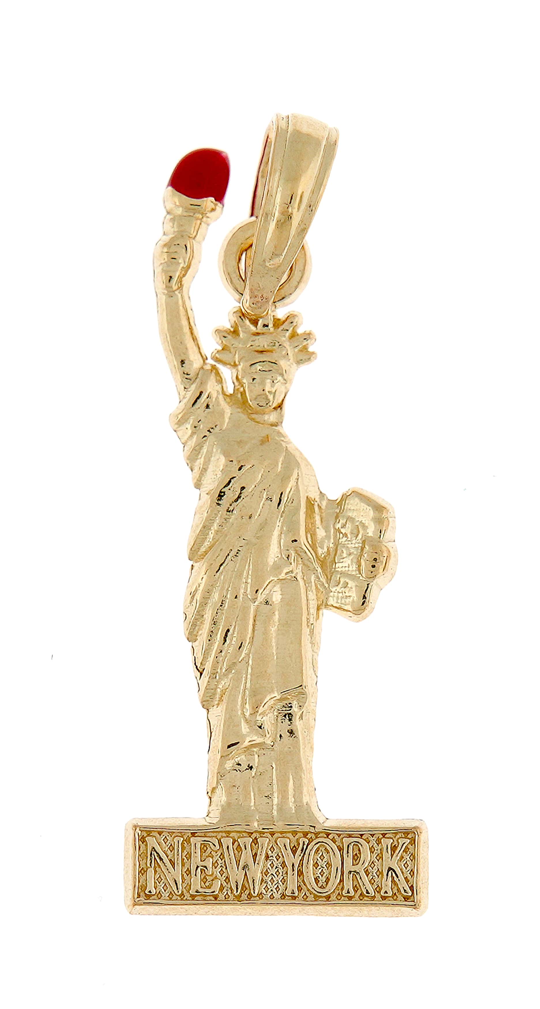 14k yellow gold enamel new york statue liberty pendant charm