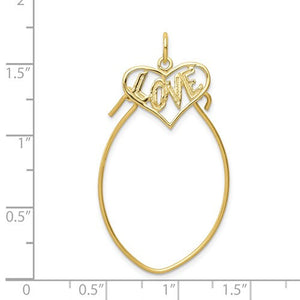 10K Yellow Gold Love Heart Charm Holder Pendant