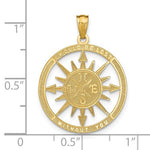 Lataa kuva Galleria-katseluun, 14k Yellow Gold Lost Without You Nautical Compass Reversible Pendant Charm
