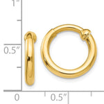 Indlæs billede til gallerivisning 14K Yellow Gold 15mm x 2.5mm Non Pierced Round Hoop Earrings
