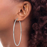 Indlæs billede til gallerivisning Sterling Silver Diamond Cut Classic Round Hoop Earrings 65mm x 2mm
