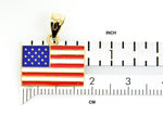 Lataa kuva Galleria-katseluun, 14k Yellow Gold with Enamel USA American Flag Pendant Charm
